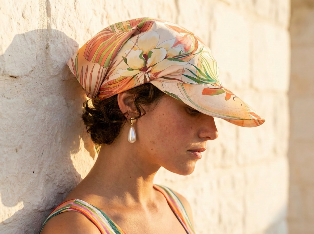 bandan visor hat flowers