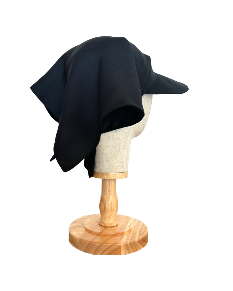 black hat 3/4 back view mannequin
