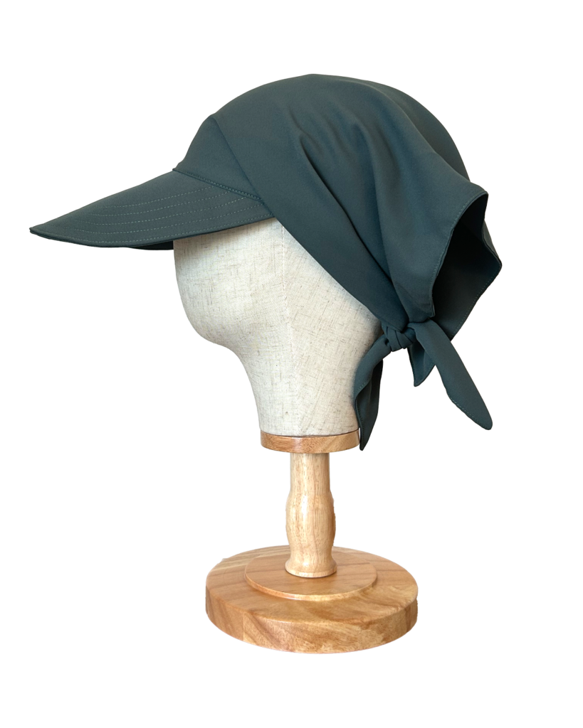 grey green hat side view mannequin
