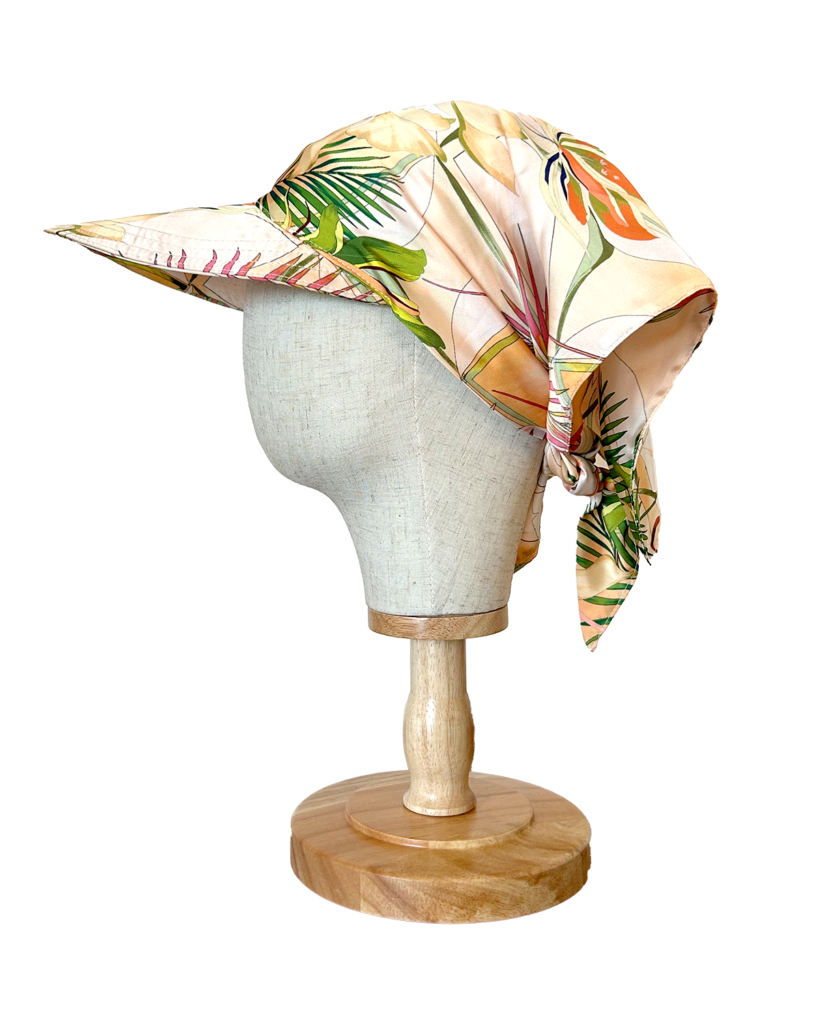 retro flowers hat side view mannequin